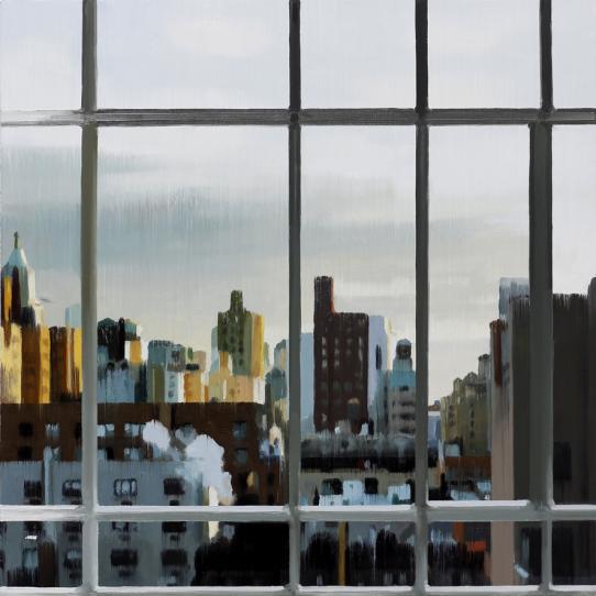 Window View 2021 oil on wood 40 x 40 cm - Jan Ros 